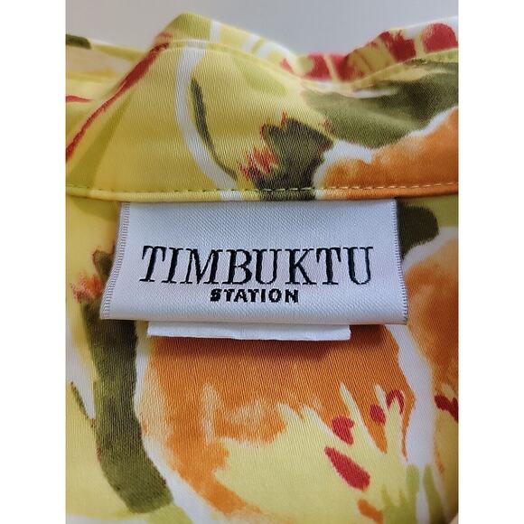 Timbuktu Station Yellow Floral LS Button Up Shacket Women's Missy 2 Small - Picture 11 of 12